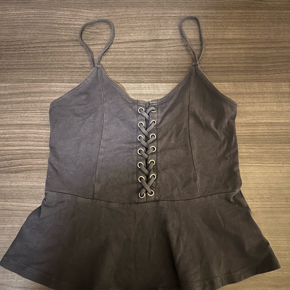 American Eagle Outfitters Charcoal Lace-Up Camisole